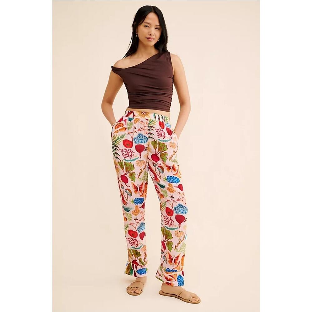 Anthropologie Farm Rio Pahama Printed Pink Cotton Pants Small